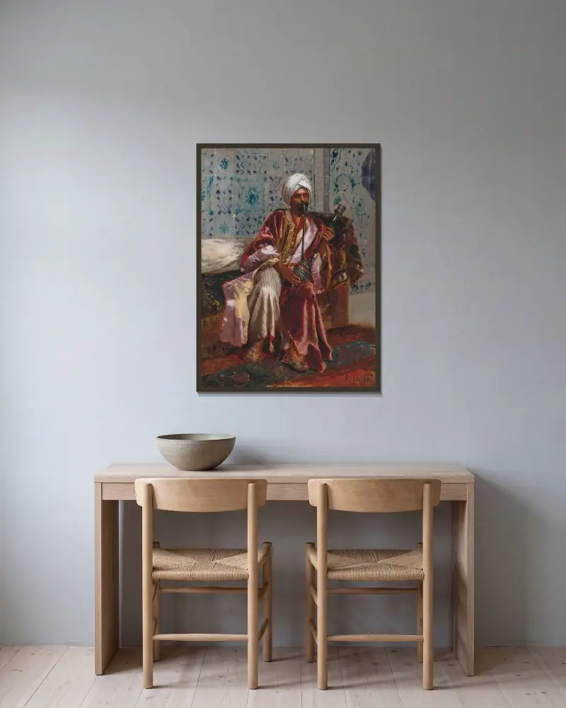 Arab kouřící vodní dýmku, Rudolf Ernst v rámu na stěně