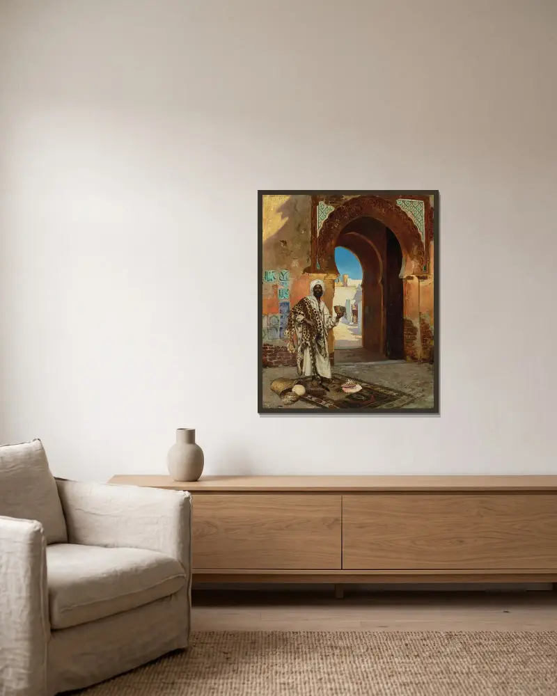 Der Muschelhändler von Rudolf Ernst gerahmt an einer Wand