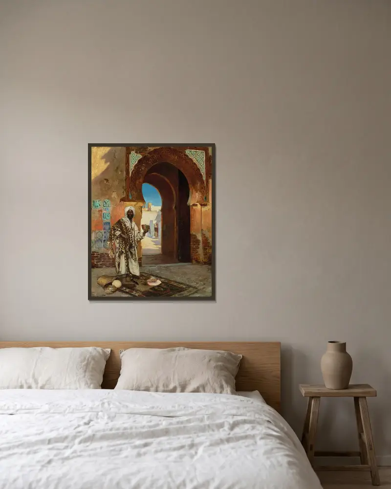 Der Muschelhändler von Rudolf Ernst gerahmt an einer Wand