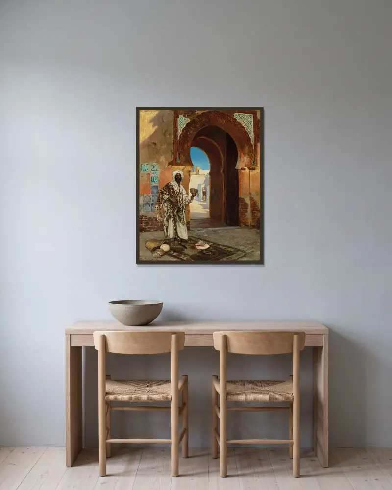 Der Muschelhändler von Rudolf Ernst gerahmt an einer Wand