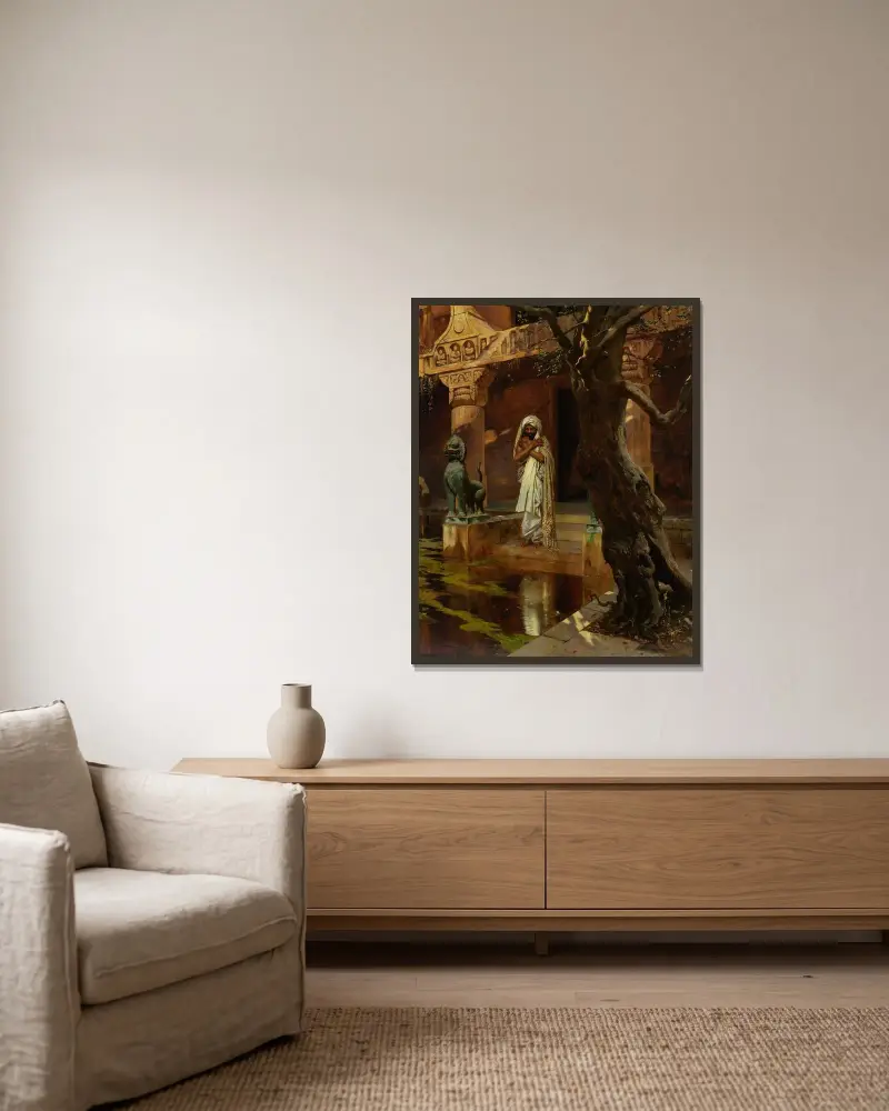 Der heilige Teich von Rudolf Ernst gerahmt an einer Wand
