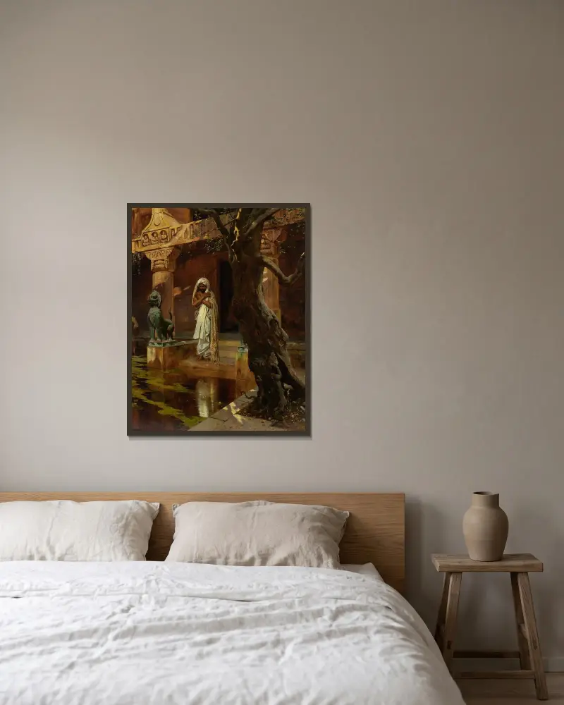 Der heilige Teich von Rudolf Ernst gerahmt an einer Wand