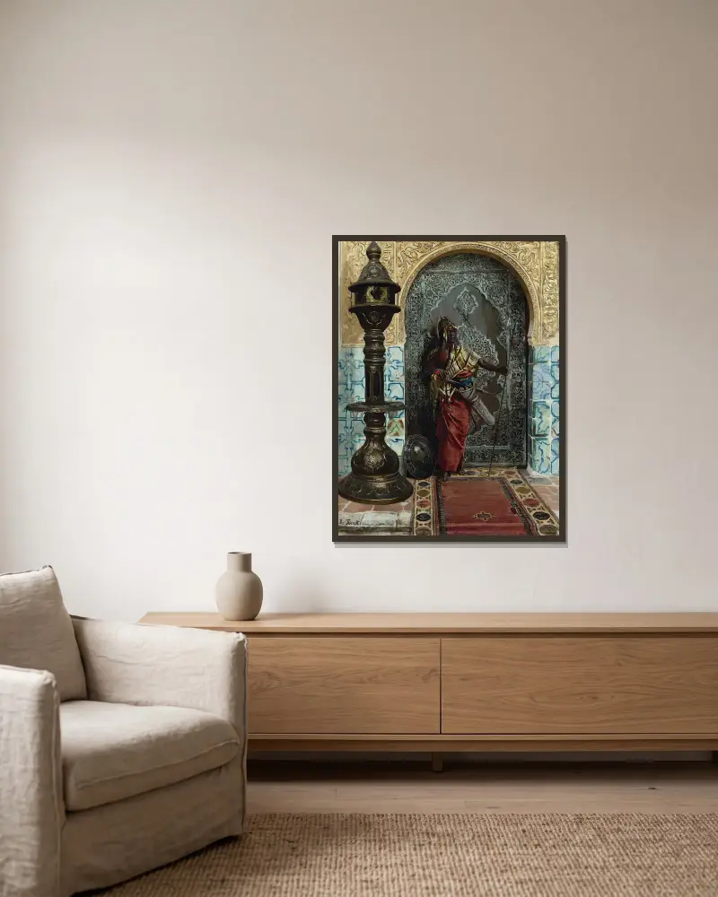 Nubische Wache von Rudolf Ernst gerahmt an einer Wand