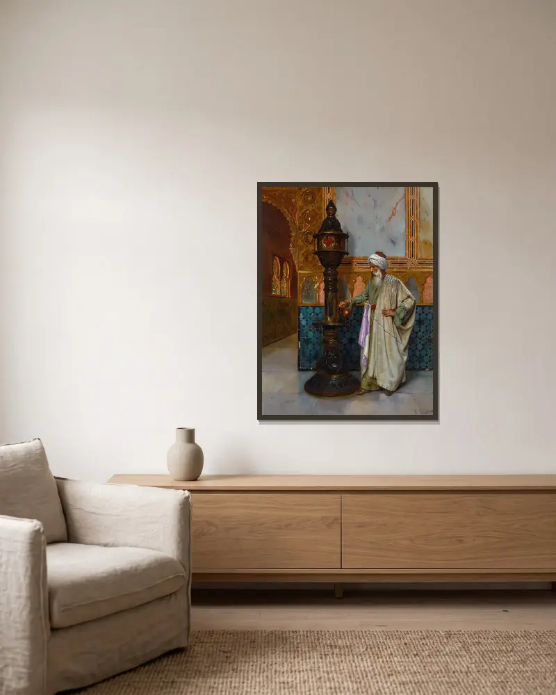 Péče o lampu, Rudolf Ernst v rámu na stěně