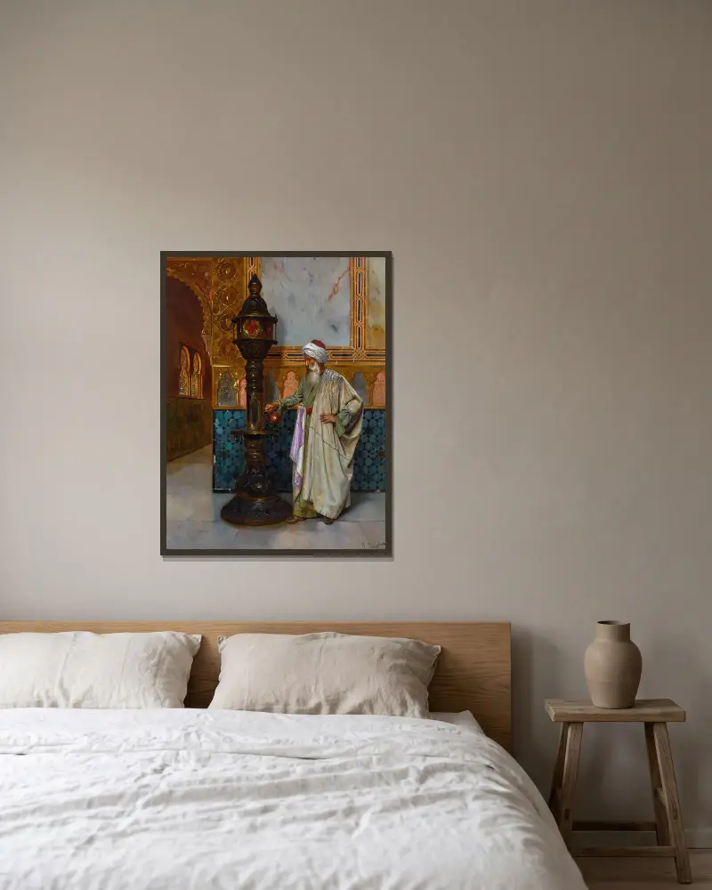 Péče o lampu, Rudolf Ernst v rámu na stěně