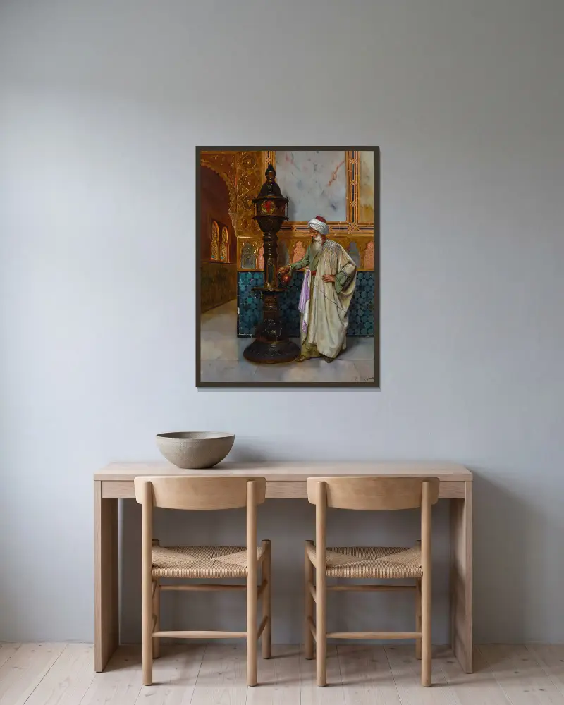 Péče o lampu, Rudolf Ernst v rámu na stěně