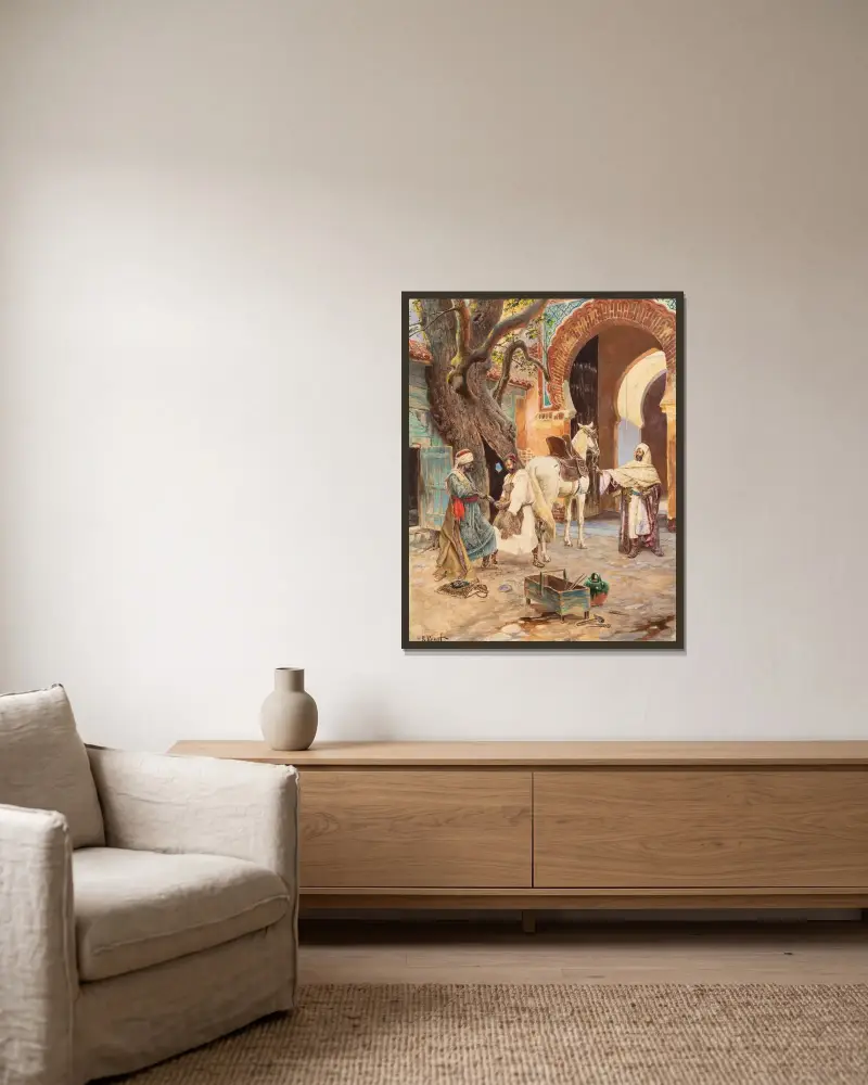 Der Hufschmied von Rudolf Ernst gerahmt an einer Wand