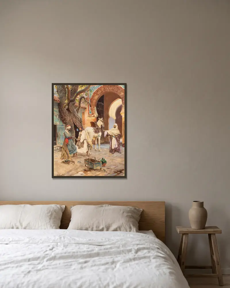 Der Hufschmied von Rudolf Ernst gerahmt an einer Wand