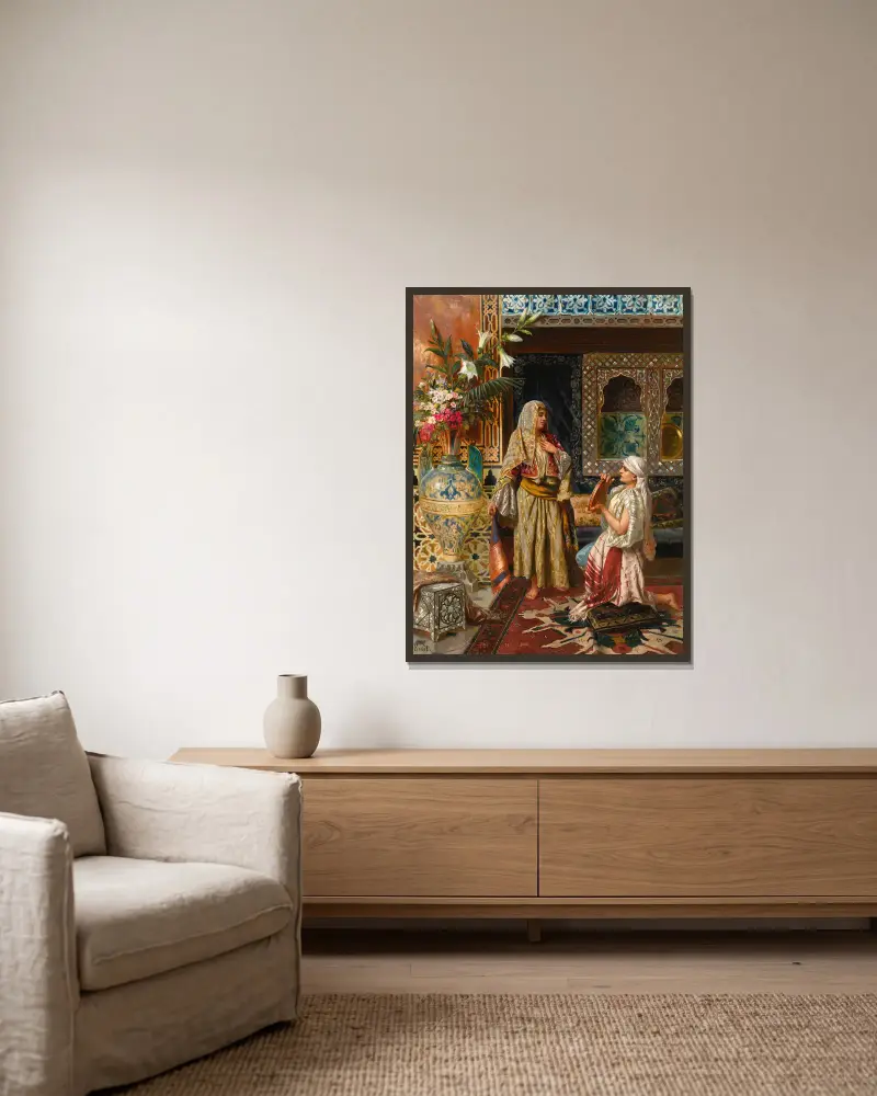 Die Favoritin von Rudolf Ernst gerahmt an einer Wand