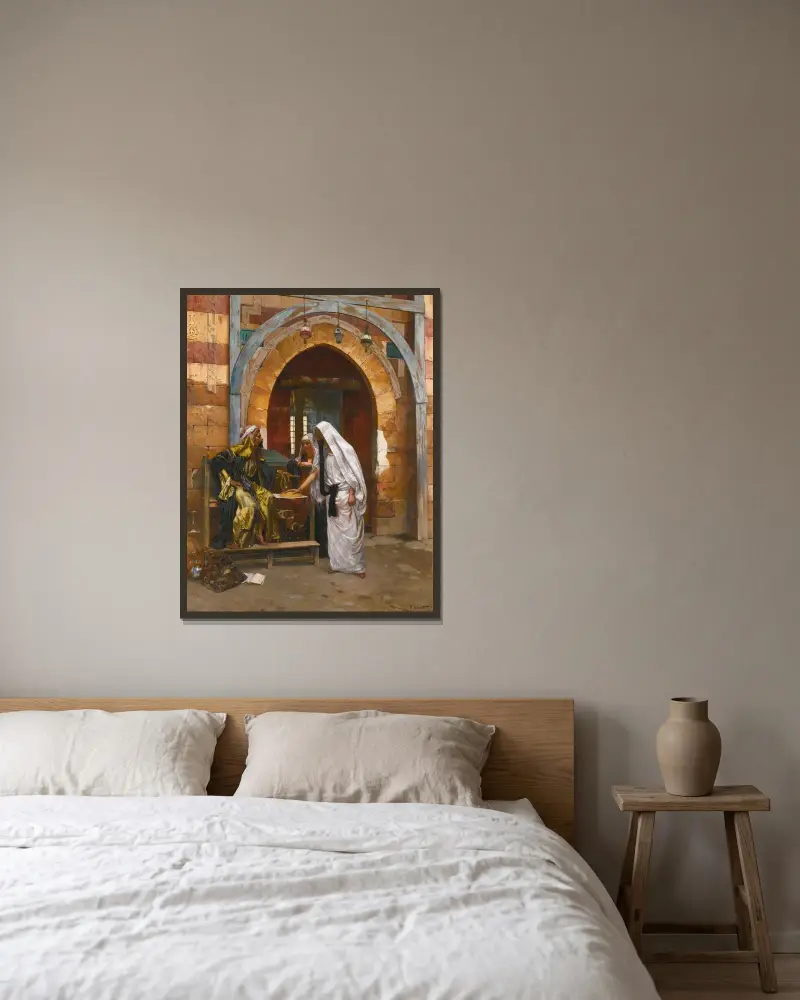 Die Wahrsagerin von Rudolf Ernst gerahmt an einer Wand