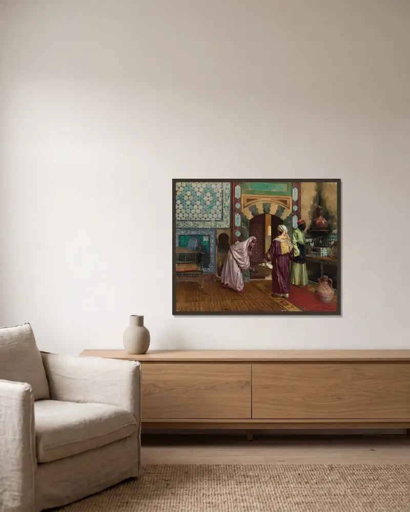 Das Hammam von Rudolf Ernst gerahmt an einer Wand