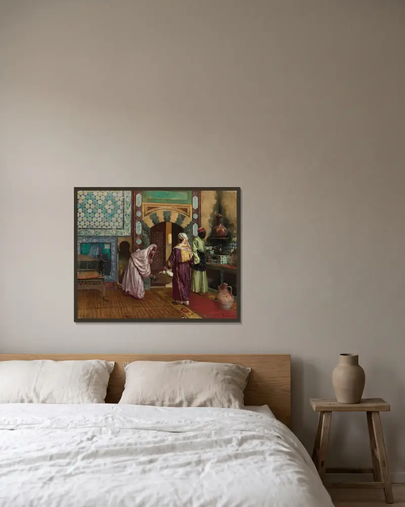 Das Hammam von Rudolf Ernst gerahmt an einer Wand