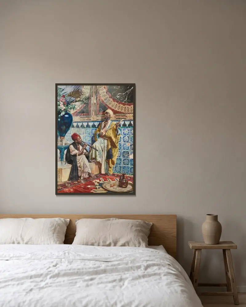 Die Musiker von Rudolf Ernst gerahmt an einer Wand