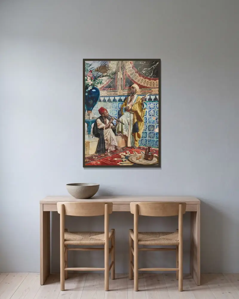Die Musiker von Rudolf Ernst gerahmt an einer Wand