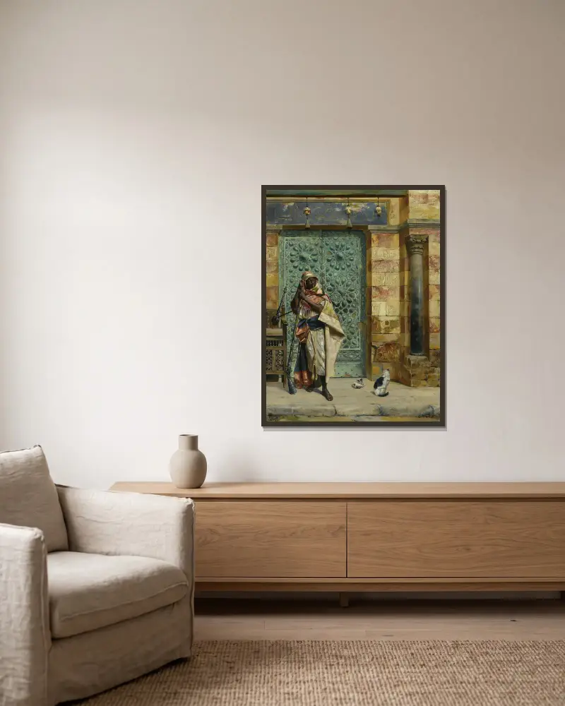 Die nubische Wache von Rudolf Ernst gerahmt an einer Wand