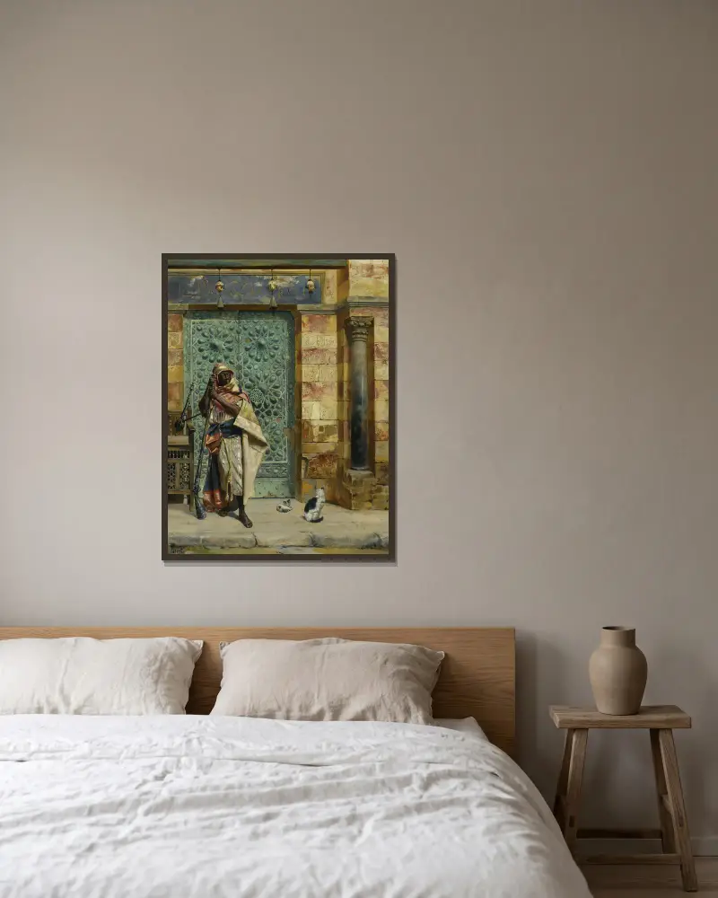 Die nubische Wache von Rudolf Ernst gerahmt an einer Wand