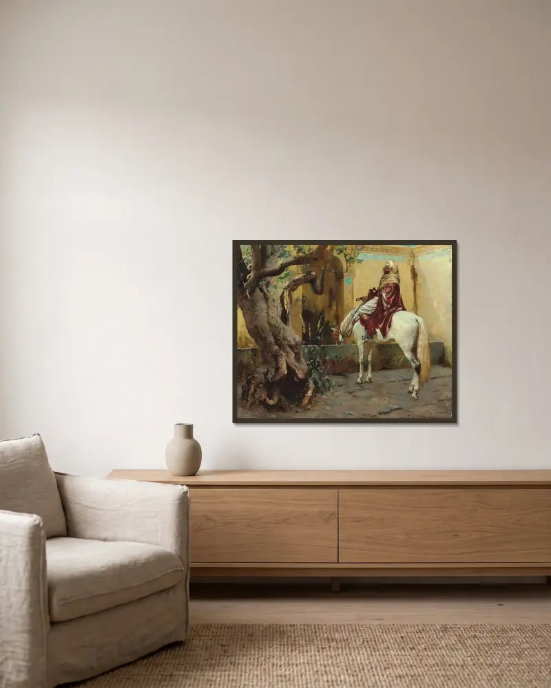 Die Tränke von Rudolf Ernst gerahmt an einer Wand
