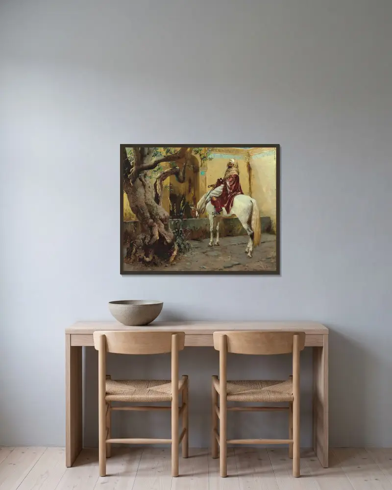 Die Tränke von Rudolf Ernst gerahmt an einer Wand