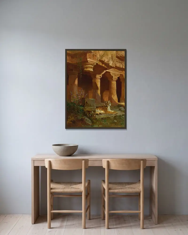 Tiger in Ruhe von Rudolf Ernst gerahmt an einer Wand