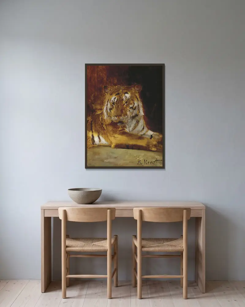 Tiger von Rudolf Ernst gerahmt an einer Wand