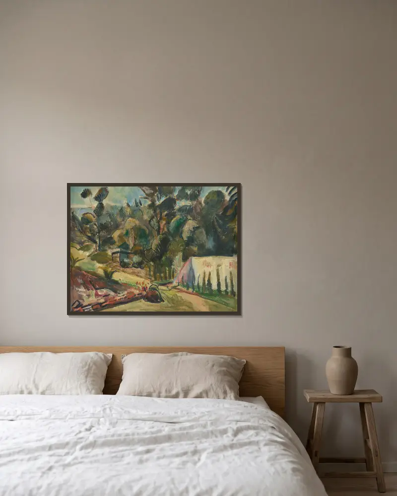 Landschaft mit Zelt von Rudolf Grossmann gerahmt an einer Wand