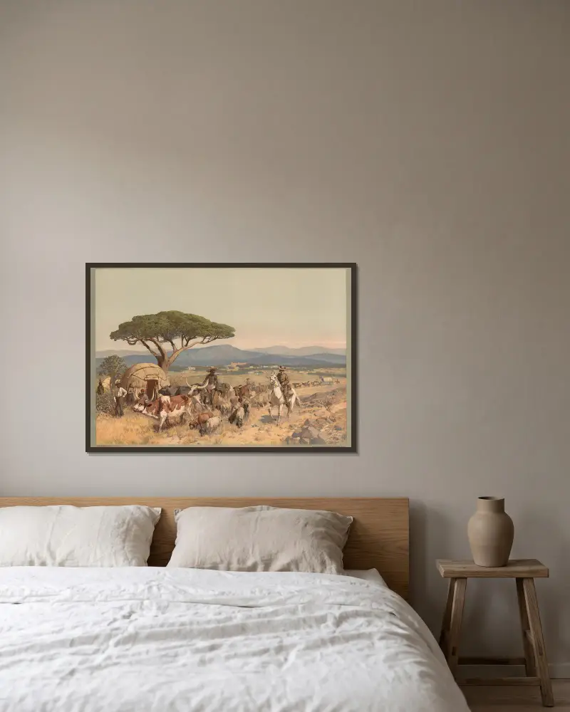 Kolonial-Wandbilder – Auf der Steppe bei Windhoek av Rudolf Hellgrewe inramad på en vägg