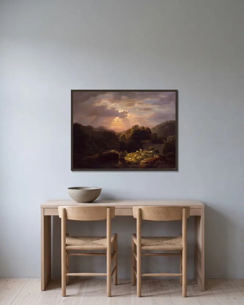 Krajina s ovcemi, Robert S. Duncanson v rámu na stěně
