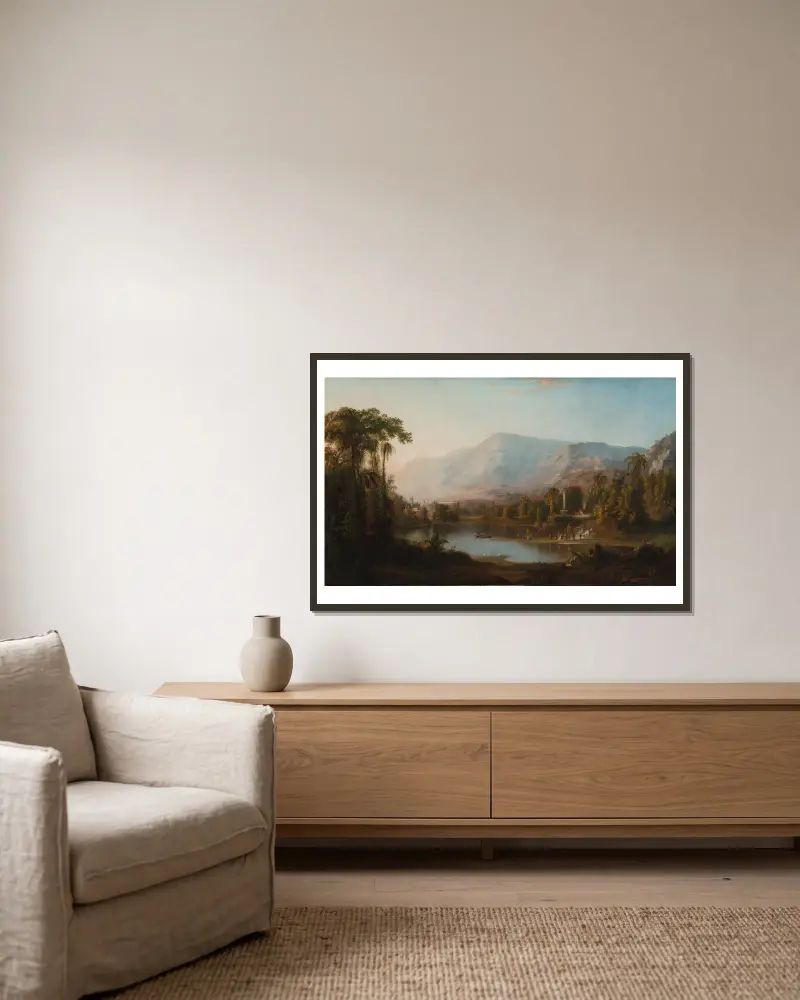 Vale of Kashmir av Robert S. Duncanson inramad på en vägg