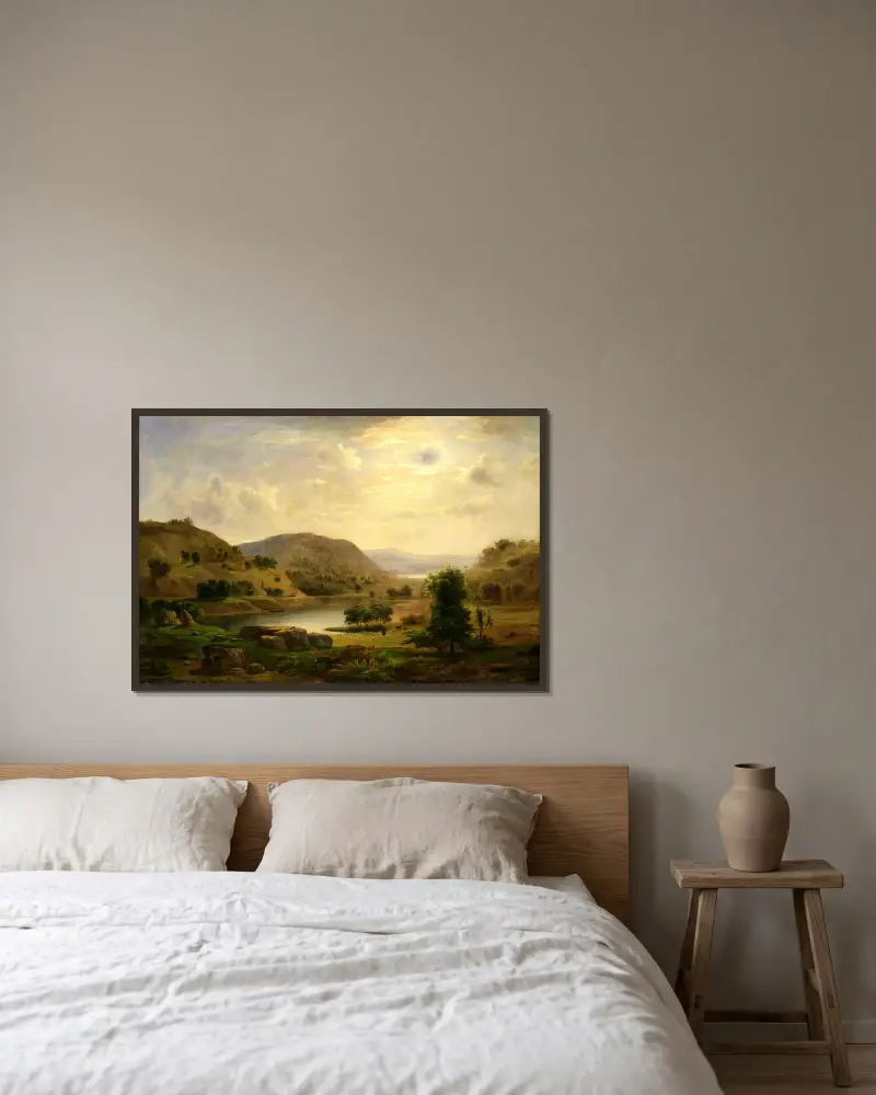 Tal mit Weideland von Robert S. Duncanson gerahmt an einer Wand