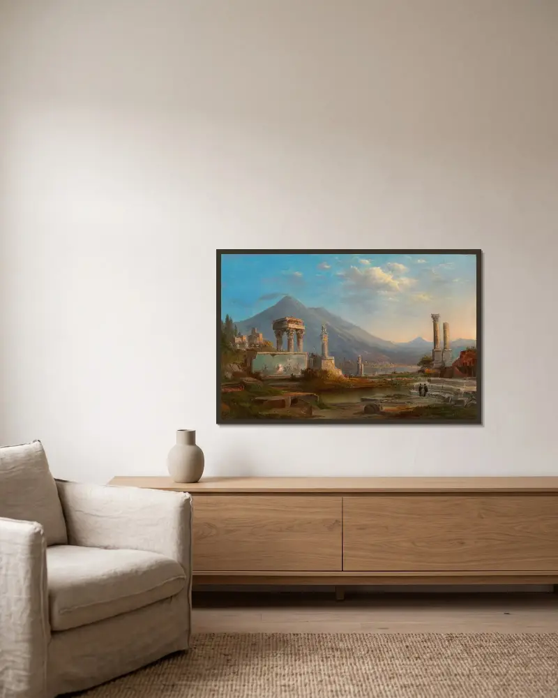 Vesuv und Pompeji von Robert S. Duncanson gerahmt an einer Wand