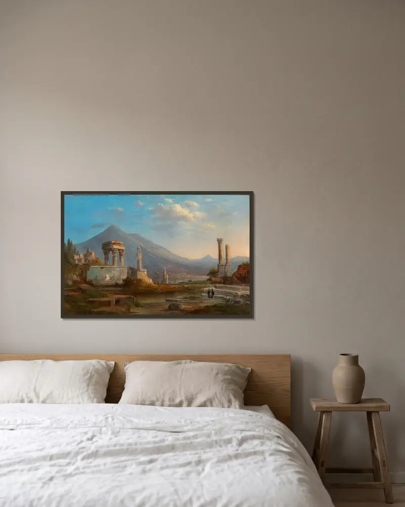 Vesuv und Pompeji von Robert S. Duncanson gerahmt an einer Wand