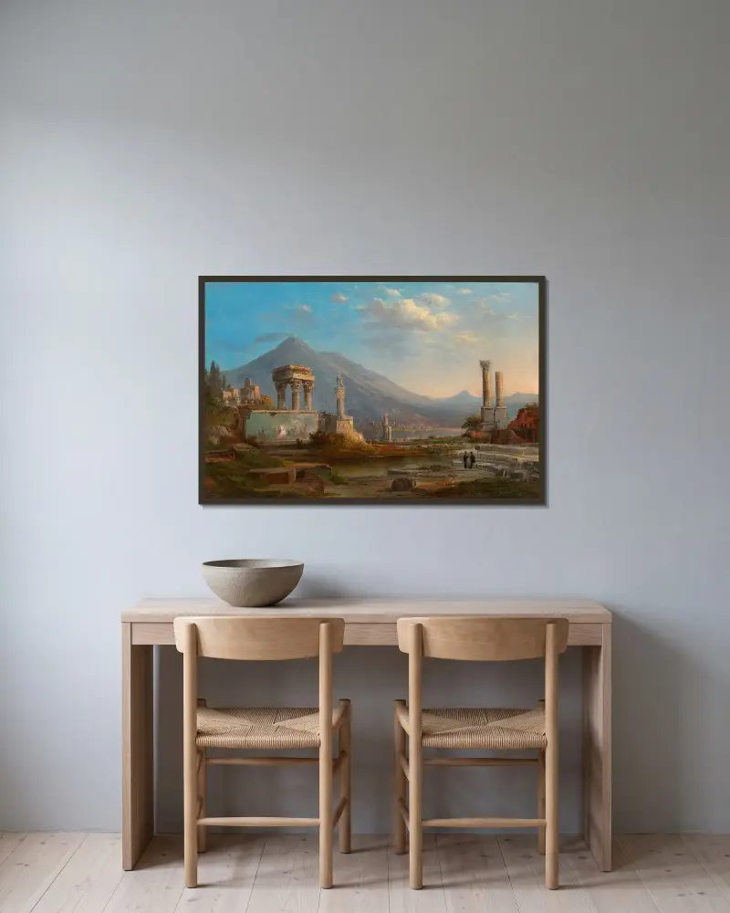 Vesuv und Pompeji von Robert S. Duncanson gerahmt an einer Wand