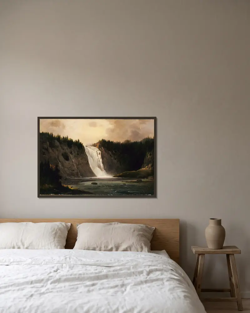 Waterfall on Mont-Morency av Robert S. Duncanson inramad på en vägg