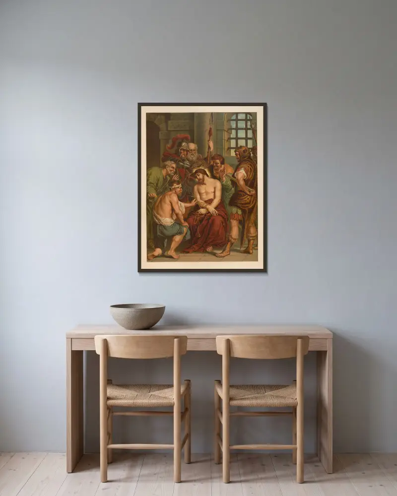 Christus verlacht von Jan Ladislaw Sýkora gerahmt an einer Wand