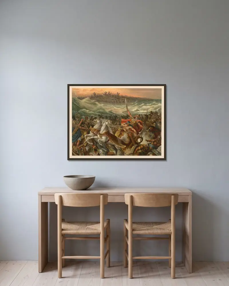 Israels folks befrielse ur Röda havet av Jan Ladislaw Sýkora inramad på en vägg