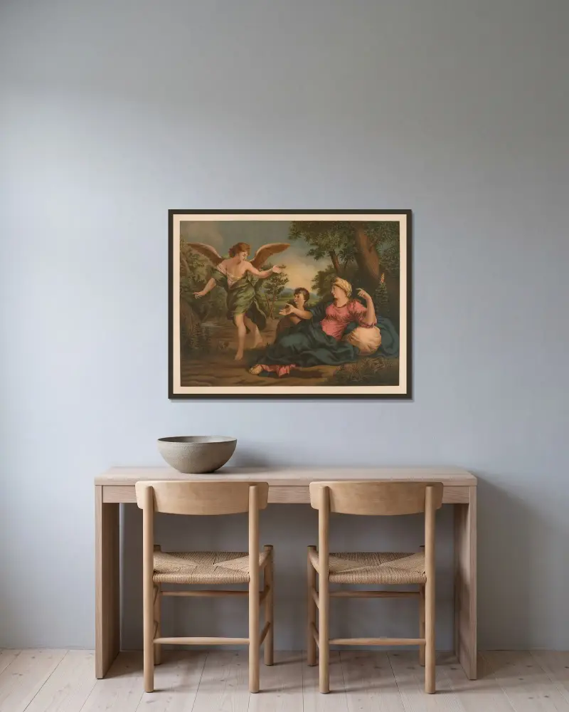 Hagar och Ismael i öknen av Jan Ladislaw Sýkora inramad på en vägg