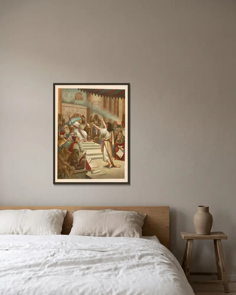 Joseph deutet die Träume des Pharao von Jan Ladislaw Sýkora gerahmt an einer Wand