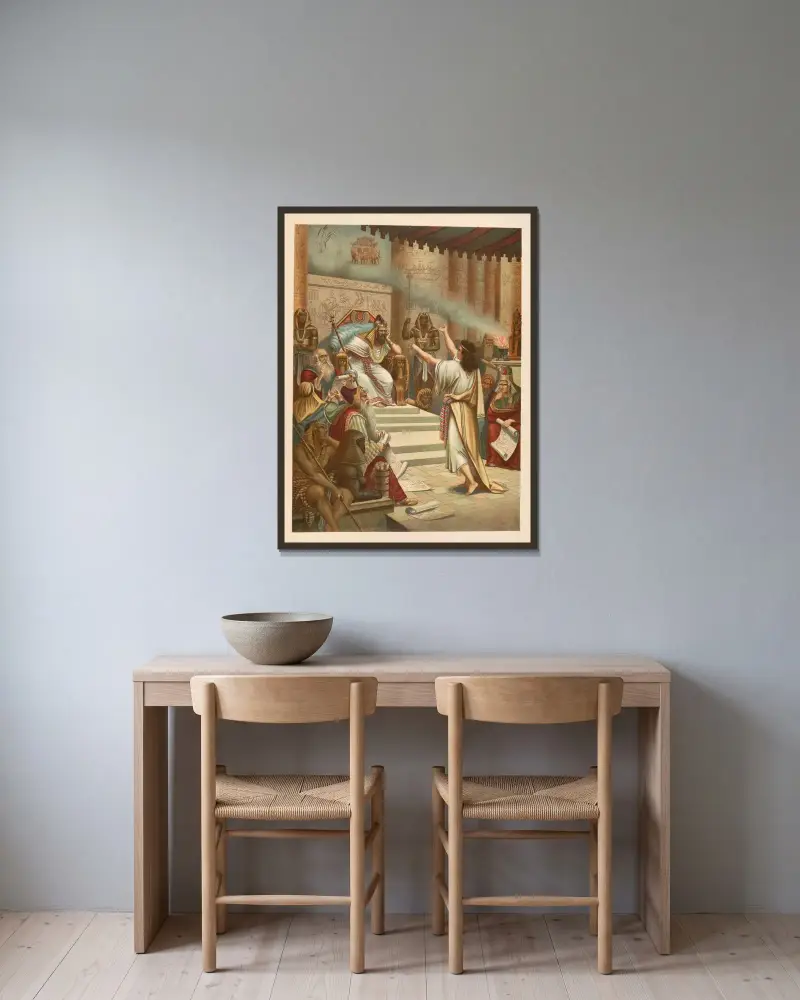 Joseph deutet die Träume des Pharao von Jan Ladislaw Sýkora gerahmt an einer Wand