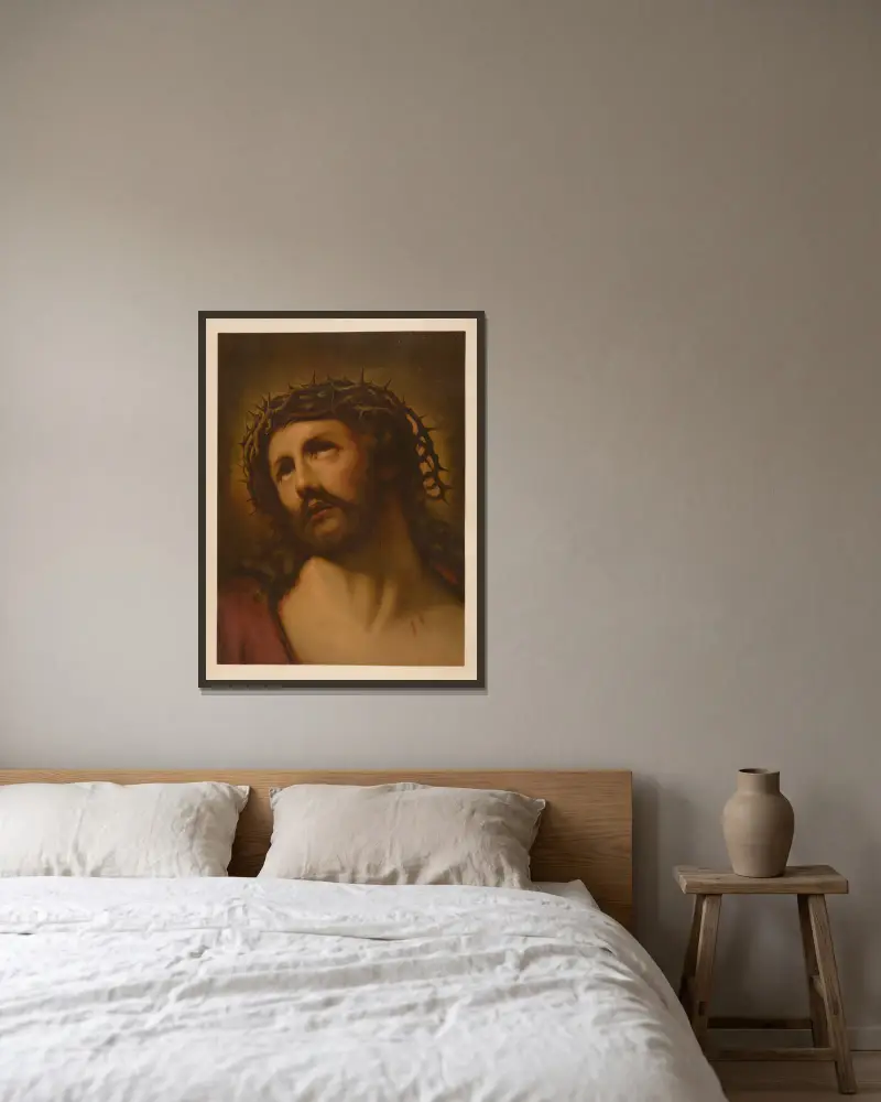 Man of Sorrows av Jan Ladislaw Sýkora inramad på en vägg