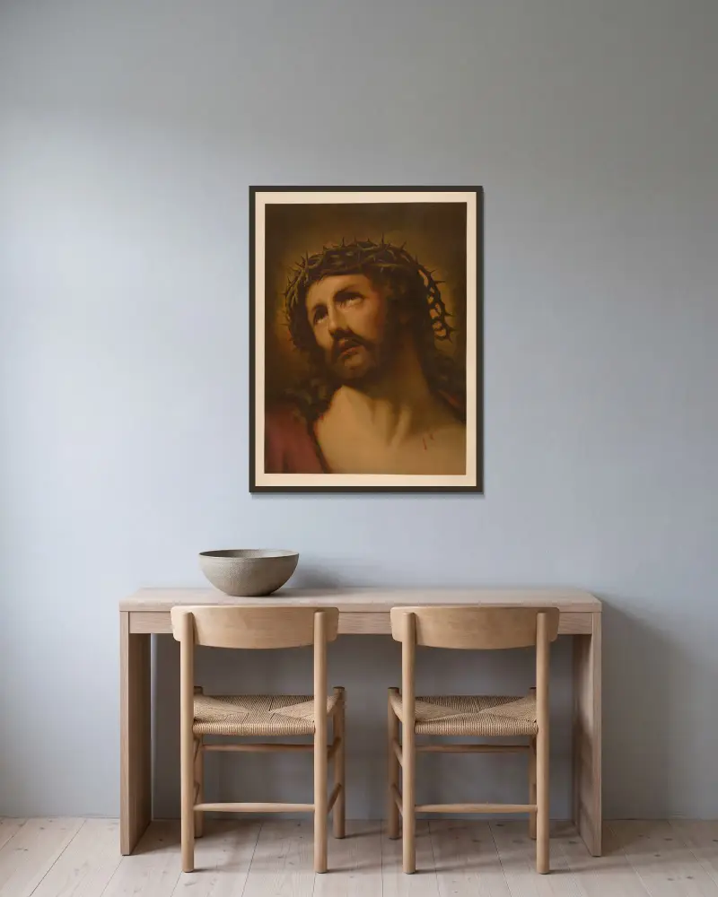 Man of Sorrows av Jan Ladislaw Sýkora inramad på en vägg