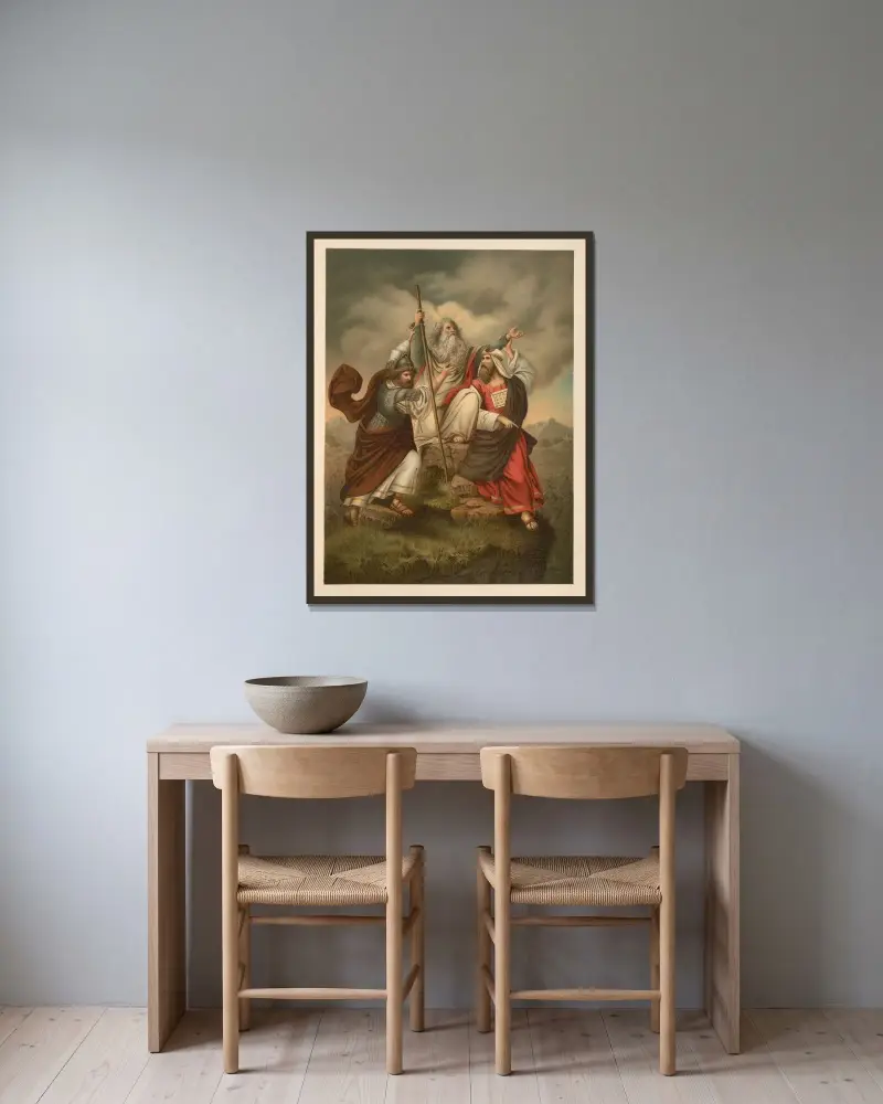 Moses bön under striden med amalekiterna av Jan Ladislaw Sýkora inramad på en vägg