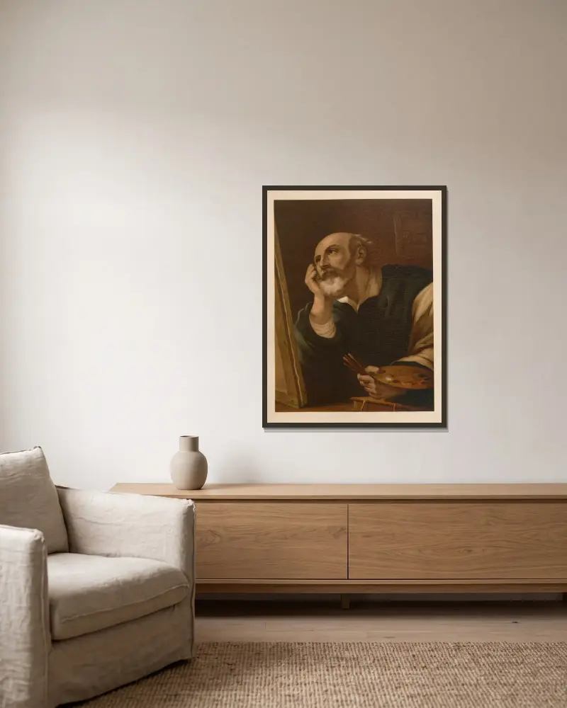 Der Evangelist Lukas von Jan Ladislaw Sýkora gerahmt an einer Wand