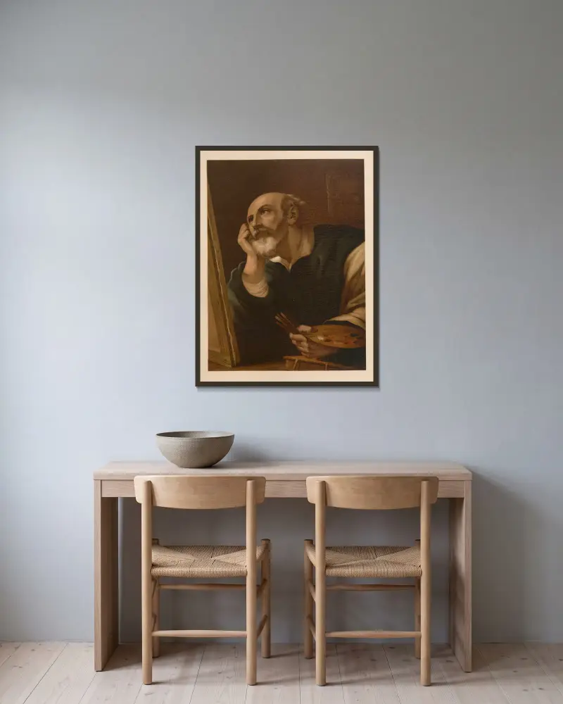 Der Evangelist Lukas von Jan Ladislaw Sýkora gerahmt an einer Wand