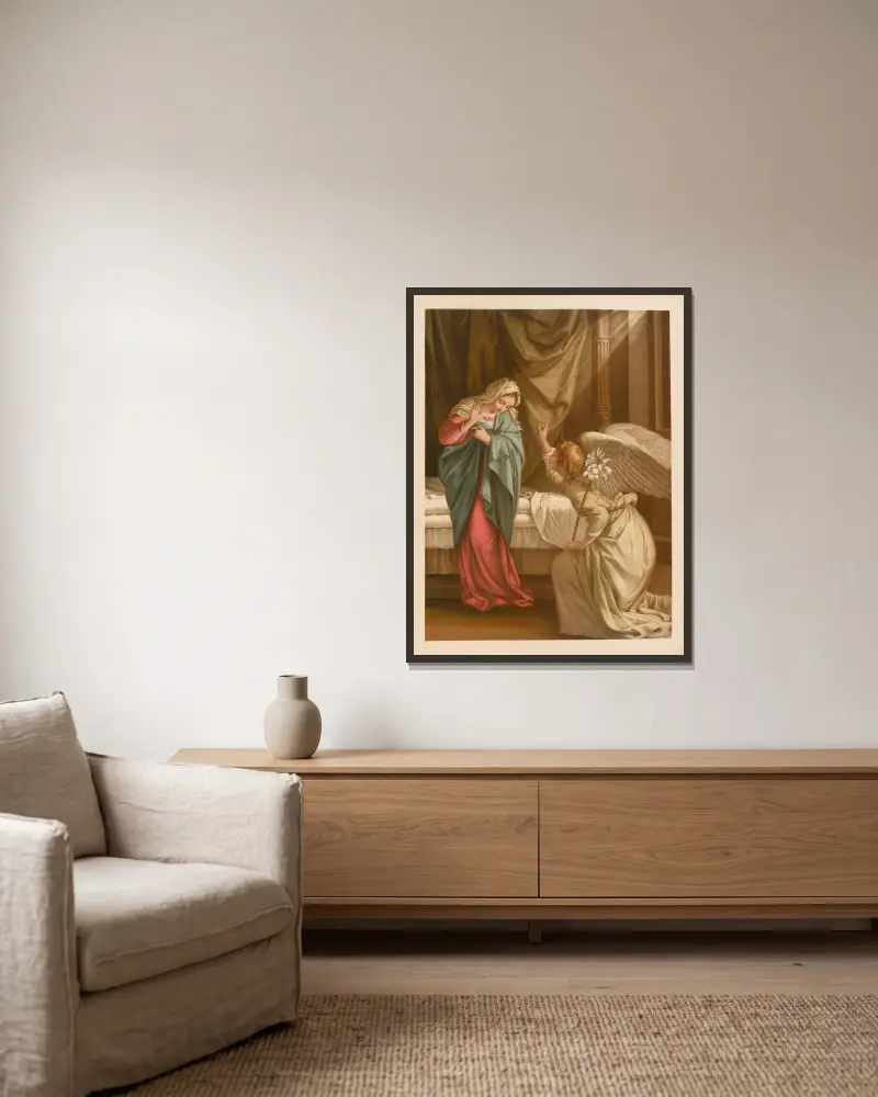 Die Verkündigung von Jan Ladislaw Sýkora gerahmt an einer Wand