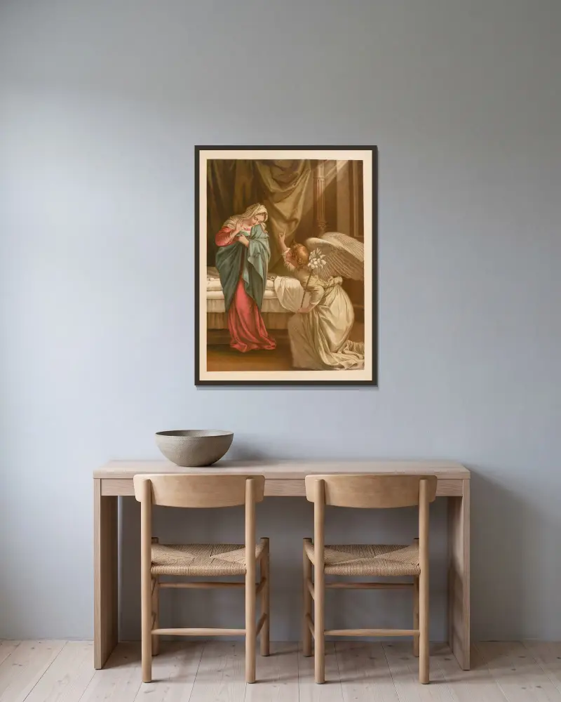 Die Verkündigung von Jan Ladislaw Sýkora gerahmt an einer Wand