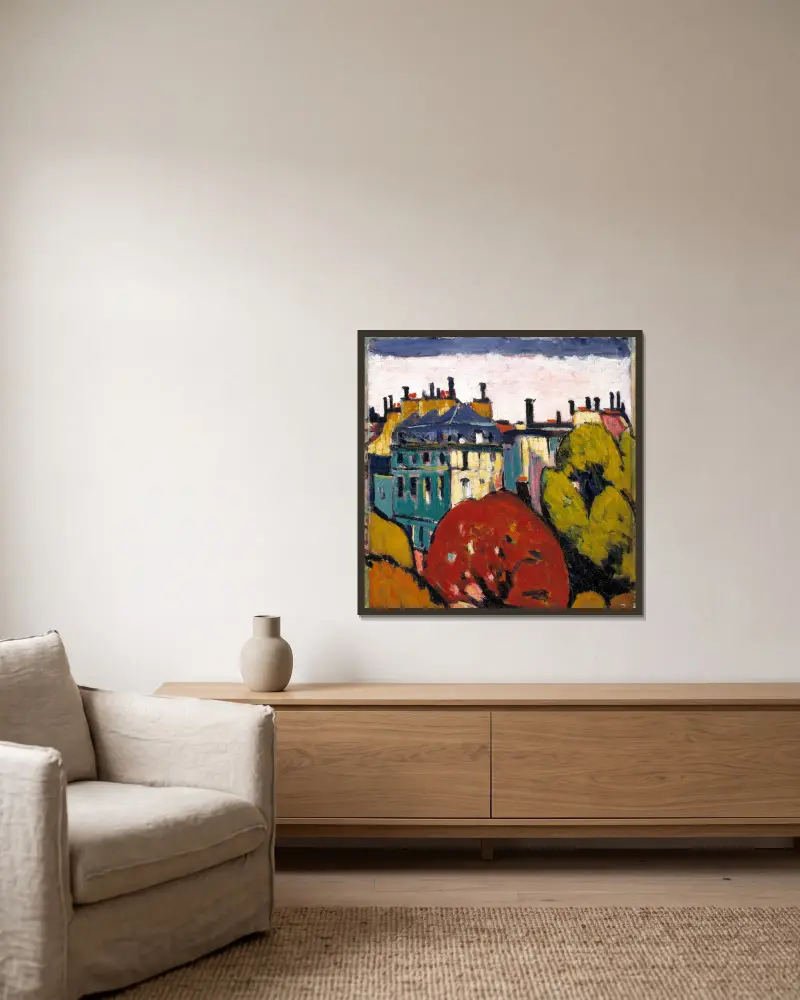 Landschaft, Paris von Henry Lyman Saÿen gerahmt an einer Wand