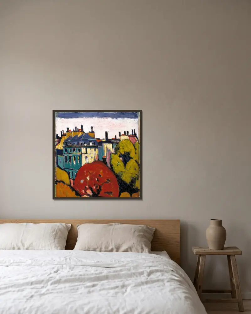 Landschaft, Paris von Henry Lyman Saÿen gerahmt an einer Wand