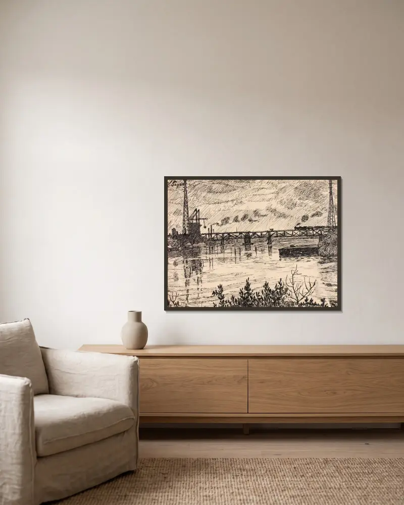 Schuylkill Nr. 3 von Henry Lyman Saÿen gerahmt an einer Wand