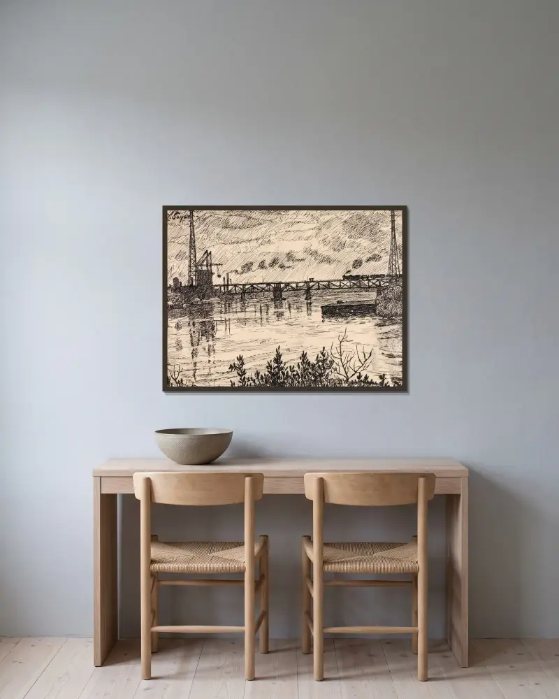Schuylkill Nr. 3 von Henry Lyman Saÿen gerahmt an einer Wand