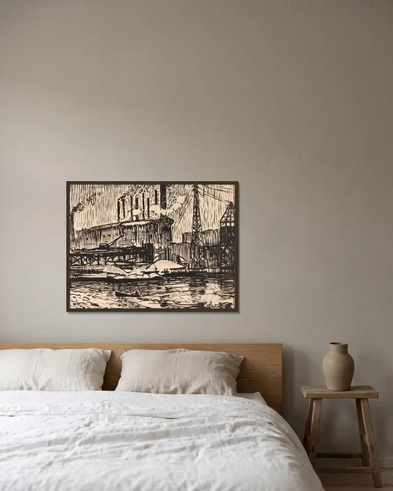 Schuylkill Nr. 5 von Henry Lyman Saÿen gerahmt an einer Wand